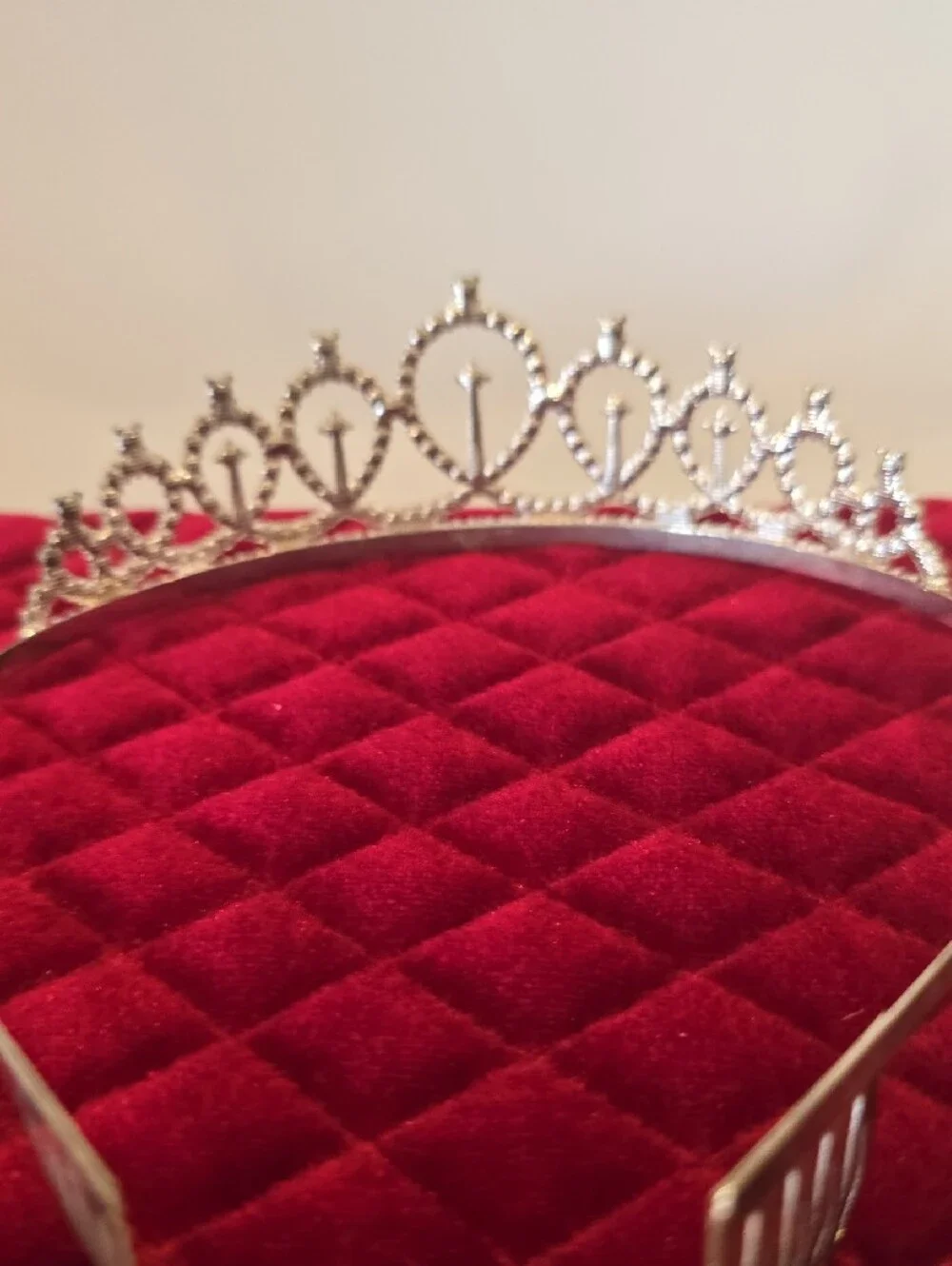 Girls Silver Heart Crystal Tiara Headband Bling
